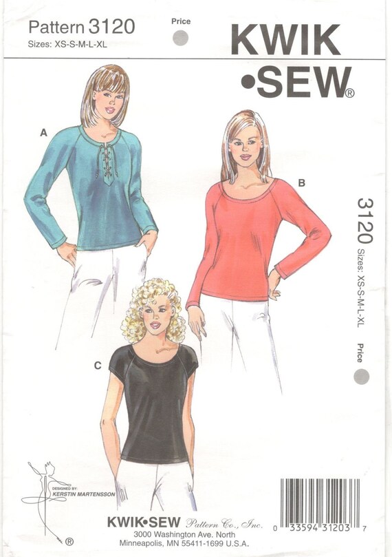 Uncut Kwik Sew 3120 Sewing Pattern, Misses close-Fitting Pullover Top, Size  XS-XL