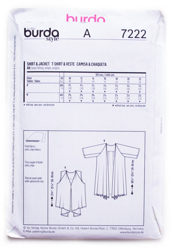 leg slit skirt sewing pattern spaghetti strap size 12-20 women/'s tank top Uncut Burda 5848