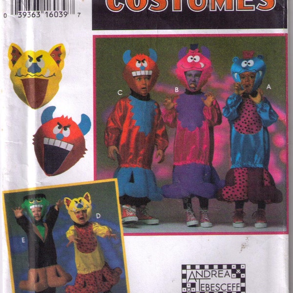 Uncut Simplicity 9222 Sewing Pattern, Children's Monster Costume with multiple face mask Child's sizes Small-Large,Uncut and FF