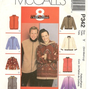 McCall's P342 Sewing Pattern, Misses' and Mens' Jacket and Vest Sewing Pattern, Size Sml-Med-Lrg. Uncut and FF