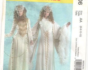 McCall's M5206 Sewing Pattern, Misses' Snow Queen Costume, Size 6-8-10-12, Uncut and FF.