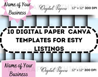 10 Canva Digital Paper Templates for Etsy Listings | Easy-to-Use Editable Designs | Boost Your Shop with Stunning Product Displays