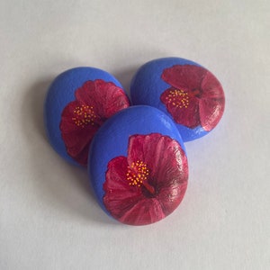 Handgeschilderde hibiscusbloemsteen