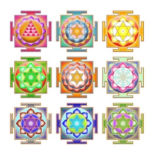 Navagraha Yantra, The Nine-Planet Yantra. Stampa fine art su carta fotografica di alta qualità