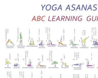 Yoga Asanas, Postures For Exercise & Wellbeing And As Preparation For Meditation. High Quality Print.