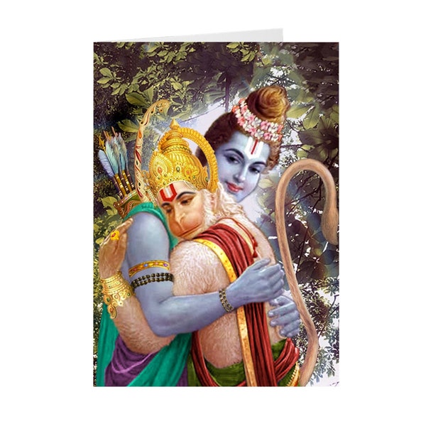 Hanuman, Symbol Of Strenght, Devotion And Seva. Hearts For Love Greeting Cards