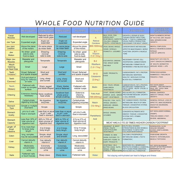 Whole Food Nutrition Guide Professional Quality Print by - Etsy