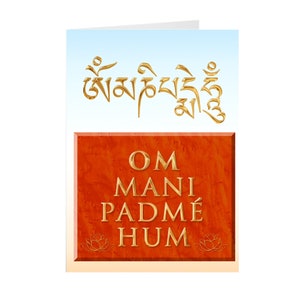 Om Mani Padme Hum. Cartões de felicitações dobrados com corações para amor