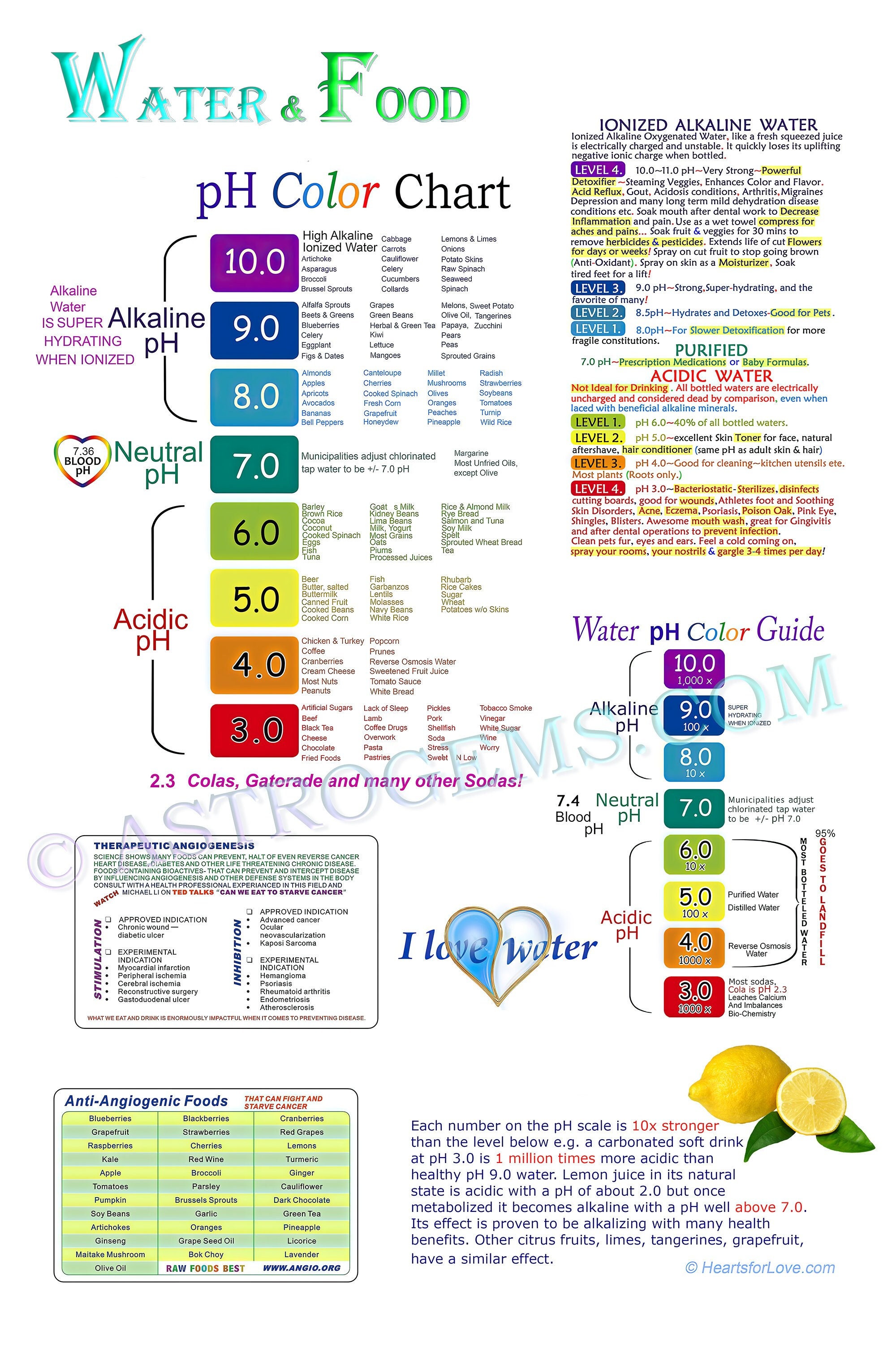 Water And Food Ph Color Chart Alkaline Foods Chart 