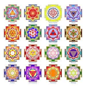 Gamme unique de 16 Yantras puissants, maintenant jusqu'à 16 x 16 pouces. Une impression Fine Art de qualité professionnelle.