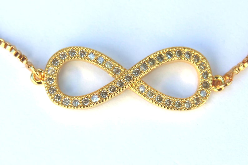 Adjustable Gold cubic zirconia Infinity Bracelet
