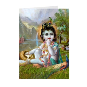 Bébé Krishna aime le beurre. Cartes de vœux Cœurs pour amour