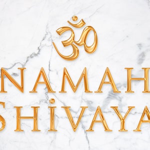 Om Namah Shivaya Mantra su placca di marmo, stampa fine art su carta di alta qualità e di grado professionale