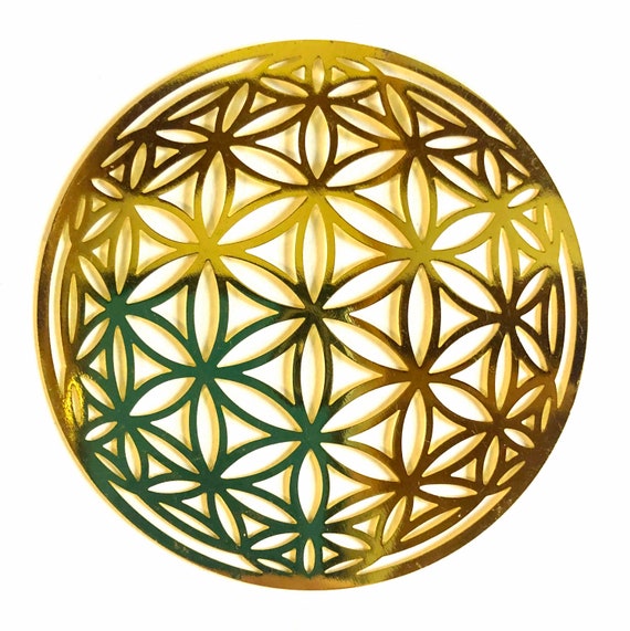 18k Gold Plated 72mm 3D Flower of Life Orgone Stencil Healing | Etsy