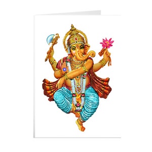 Danser Ganesh avec lotus à la main, accorder des bénédictions. Cartes de vœux Cœurs pour amour
