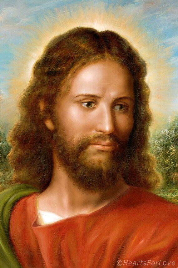 Portrait of Jesus Christ From Original Oil Painting. Hearts | Etsy