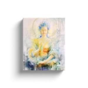 Quan Yin. Light-Filled Art Print On Canvas From Original Painting Of The Goddess Of Compassion. Professional Quality.