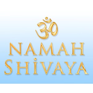 Om Namah Shivaya Mantra con scritte sulla placca del cielo, stampato su carta fotografica di alta qualità professionale