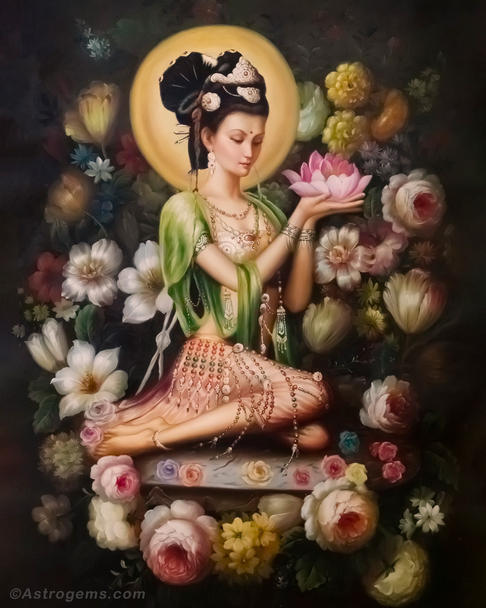 Pastel Kwan Yin Goddess and Lotus Flower Art Canvas - Reflections – Fusion  Idol Arts