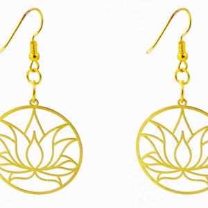 Circular Lotus Flower 18K Gold Plated Earrings ER-20-PK Buy - Etsy
