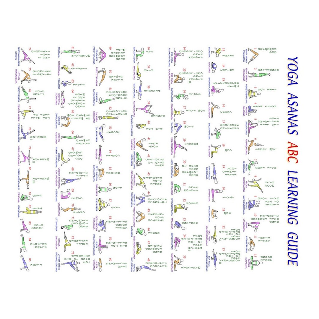 Hatha Yoga Posture Asanas Reference Guide. Professional Print on Great Quality Photographic ...