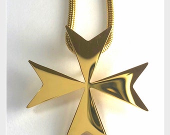 Saint Germaine Maltese Cross Gold Plated Pendant with Chain