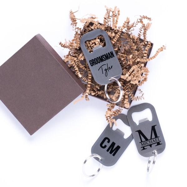 Personalized Bottle Opener Keychain - Custom Keychain / Groomsmen Gift / Wedding Gift / Bridesmaid Gift