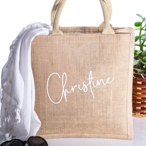 Beach Bag Personalized Burlap Bags Beach Tote Bags Bridesmaid Beach Bag Gift Beach Tote Bag with Name image 3