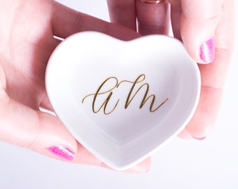 Personalized Heart Ring Dish: Bridesmaid Jewelry Gift