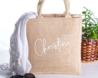 Custom Bridesmaid Burlap Tote Bag | Personalized with a Name of Your Choice