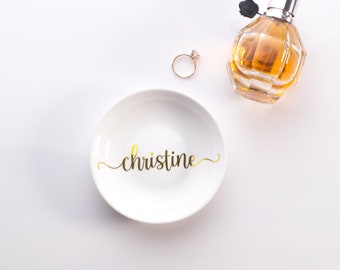 PERSONALIZED JEWELRY DISH Bridesmaid Gift Idea Personalized Trinket Dish Top Bridesmaid Gift Engagement Ring Dish Gift for Her