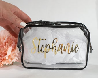 Bachelorette Party Favors, Beach Party Bags, Beach Bachelorette Party Gifts, Custom Clear Travel Makeup Cosmetic Bag