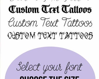 Custom Temporary Tattoos: Personalized Name, Text, Party Favors (Set of 2+)