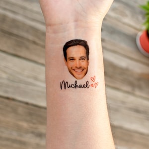 Bachelorette tattoos, Bachelorette party tattoos, Groom face, custom tattoo, face tattoo, picture tattoo, Bride tattoo, party favors groom