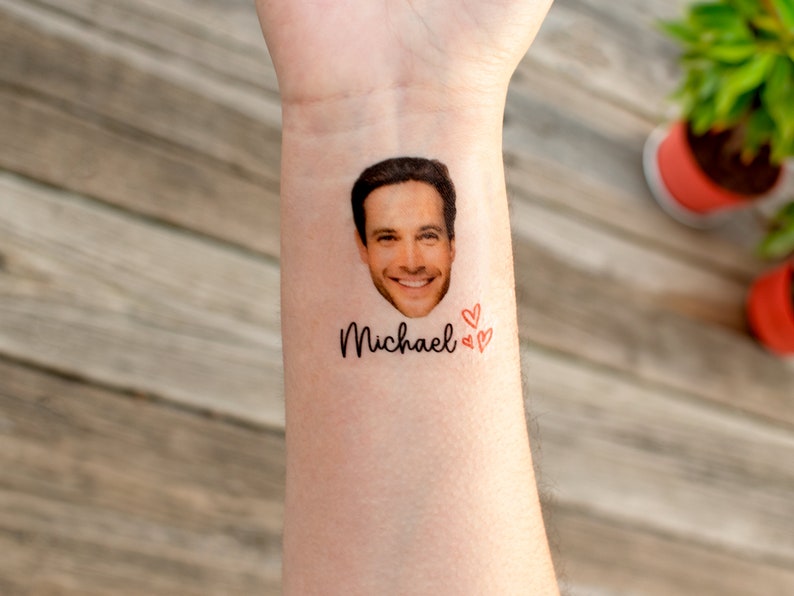 Bachelorette tattoos, Bachelorette party tattoos, Groom face, custom tattoo, face tattoo, picture tattoo, Bride tattoo, party favors groom