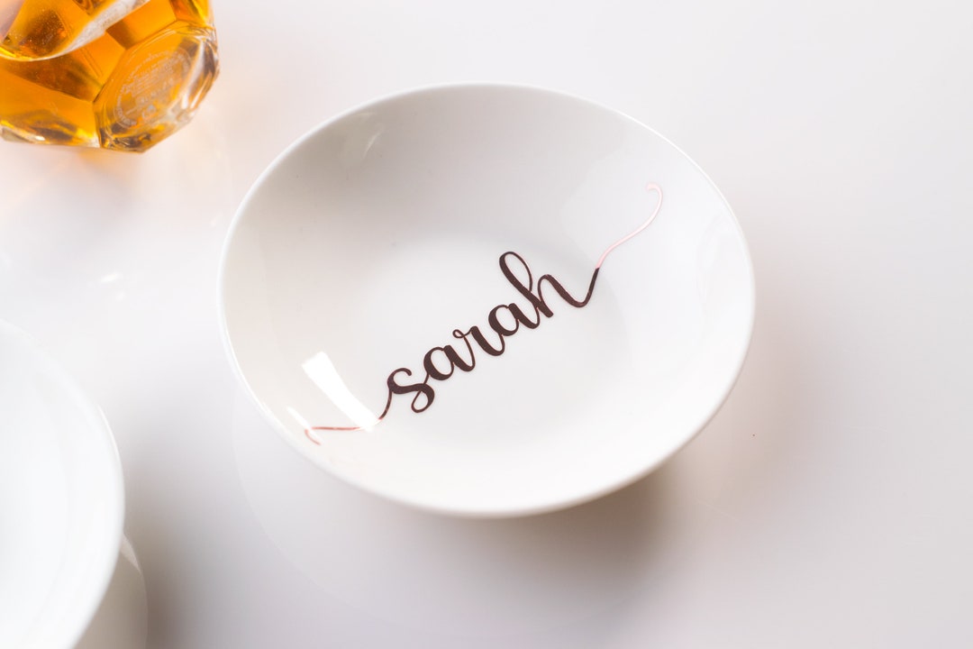 PERSONALIZED JEWELRY DISH Wedding Ring Holder Mrs. Personalized Trinket Dish Marriage Bridal