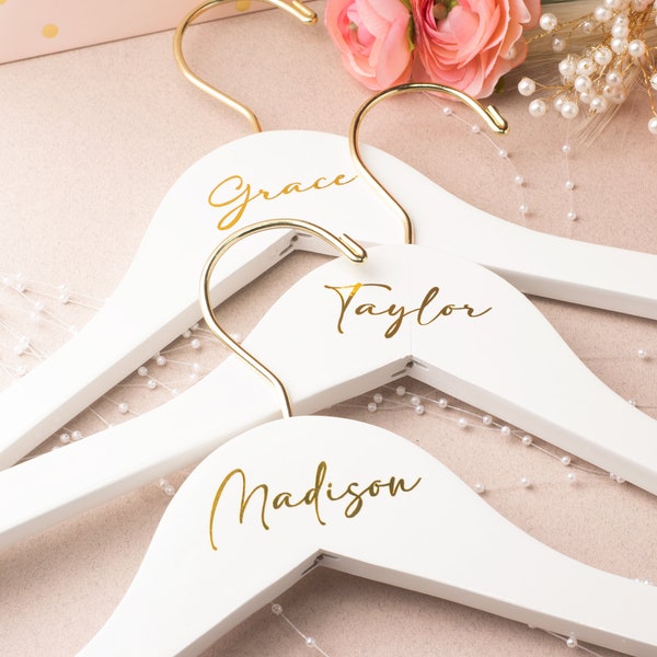 Bridesmaid white wood hangers - personalized bride hanger- custom hanger gift for bridal party- bridesmaid gift ideas- hangers with name