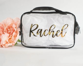 Custom Clear Travel Makeup Bag, Bachelorette Party Favors, Beach Bachelorette Party Bags, Beach party gifts, Cosmetic Bag