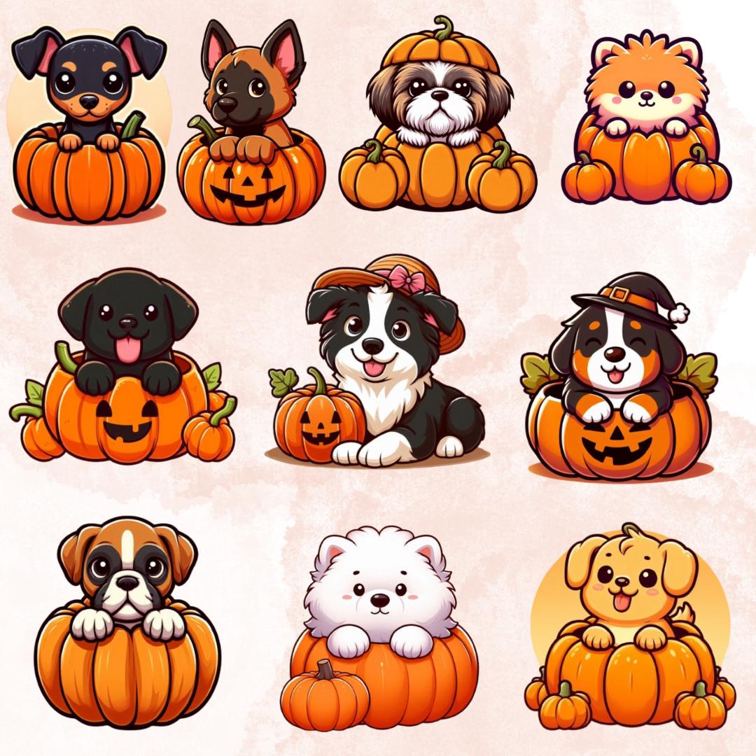 Kawaii Halloween Dogs Clipart Bundle: 27 PNG Digital Sticker Images - Etsy