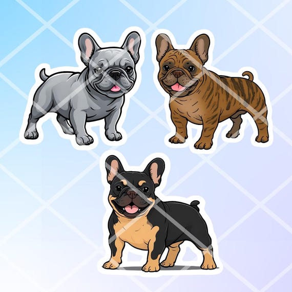 フレンチブルドッグのクリップアートバンドル：漫画犬種のPNG画像