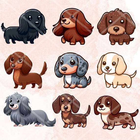 Autocollants Chiens Teckel 3D - Pack De 2 Stickers Vinyle Grand Format, Amovibles, Pour Mur, Frigo, Voiture