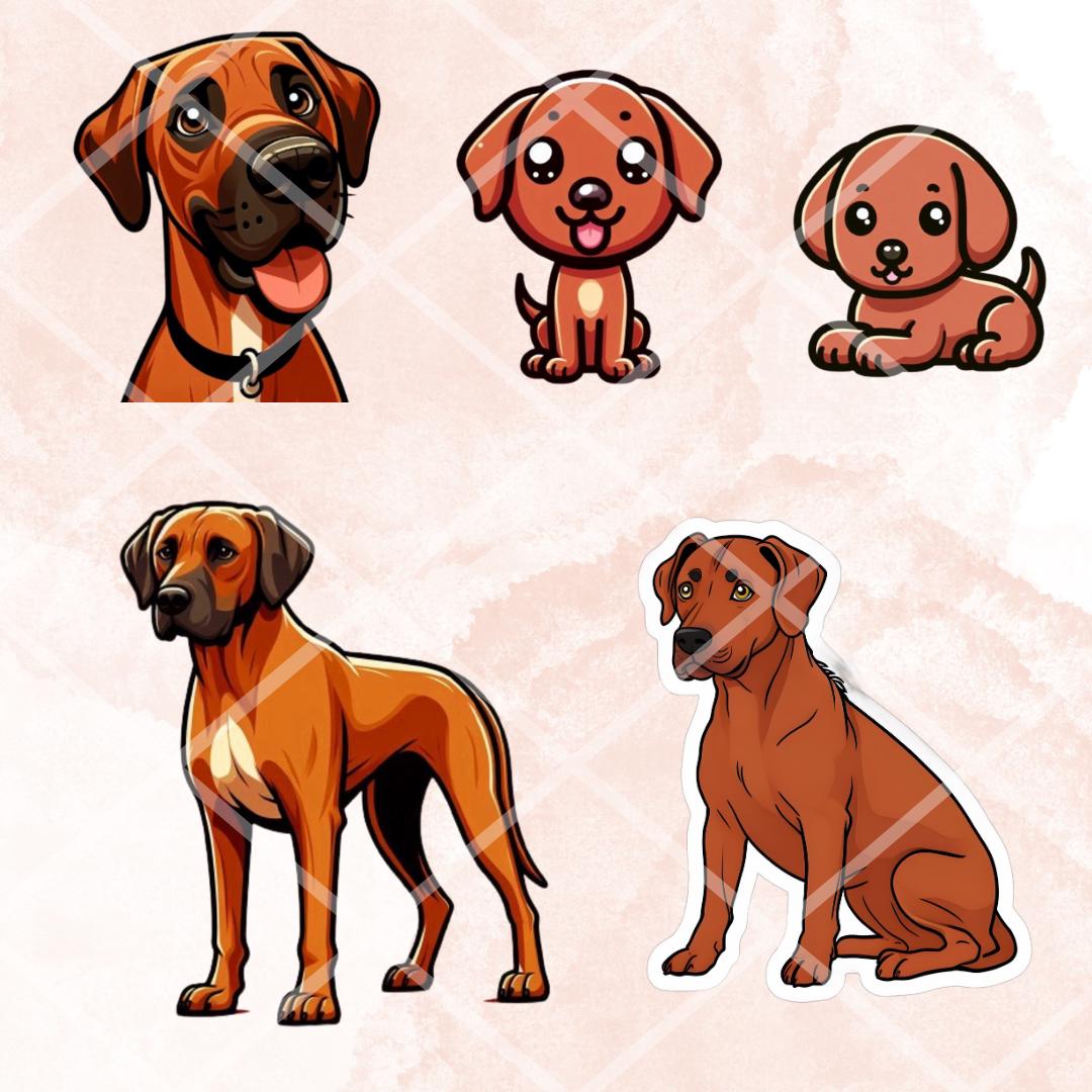 Adesivo Sticker Decal Rhodesian Ridgeback Rosa - 88x99mm - Resistente Alle Intemperie E Impermeabile - 3
