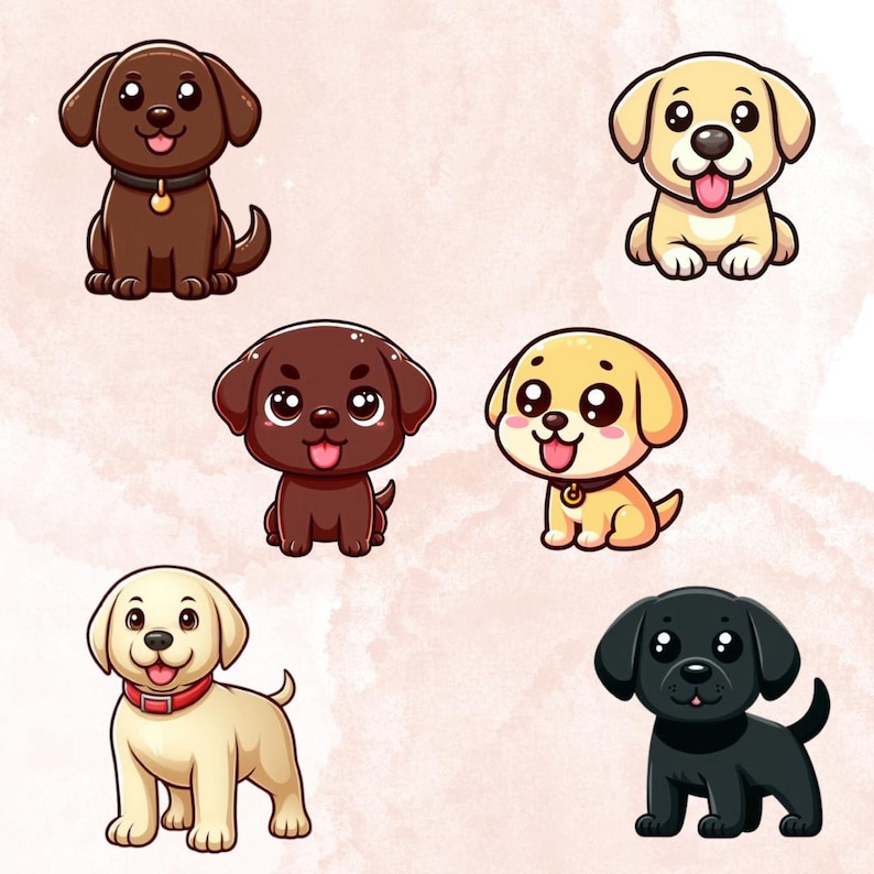 Kawaii Labrador Retriever Dog Bundle, 21pcs PNG Clipart, Transparent ...