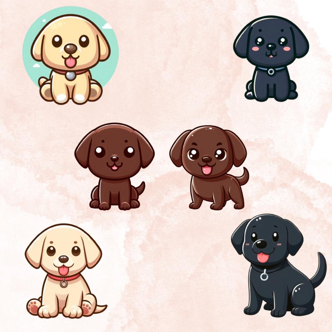 Kawaii Labrador Retriever Dog Bundle, 21pcs PNG Clipart, Transparent ...