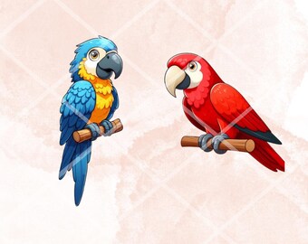 かわいいコンゴウインコのオウムの束 #2、21 PNGクリップアート、透明