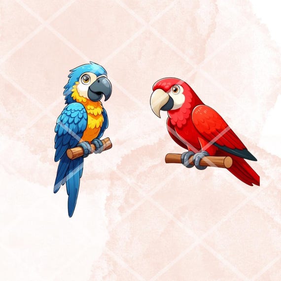 かわいいコンゴウインコのオウムの束 #2、21 PNGクリップアート、透明