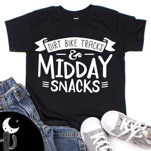 Dirt Bike Tracks and Midday Snacks Shirt Infant Bodysuit Toddler Shirt or Youth Shirt Moto Dirt Bike BMX Race Kid Race Day Shirt