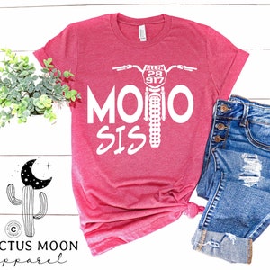 Moto Sis Personalized Dirt Bike Short Sleeve, V-Neck or Long Sleeve T-Shirt, Add Your Rider Name and Number to the Bike Moto Sister Race Tee