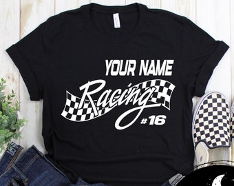 Personalized Your Name Number Racing Shirt, Short or Long Sleeve T-Shirt, Stock Car Dirt Bike Motocross Sprint Car Drag UTV Any Race Fan V3