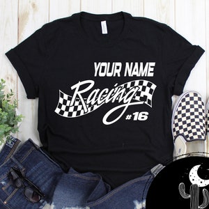 Personalized Your Name Number Racing Shirt, Short or Long Sleeve T-Shirt, Stock Car Dirt Bike Motocross Sprint Car Drag UTV Any Race Fan V3